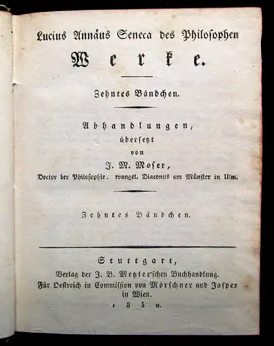 Seneca Werke 10. Bändchen 1830 Römische Prosaiker Literatur Belletristik mb