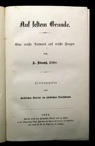 Strauß Auf festem Grunde 1899 Geschichte Gesellschaft Theologie mb