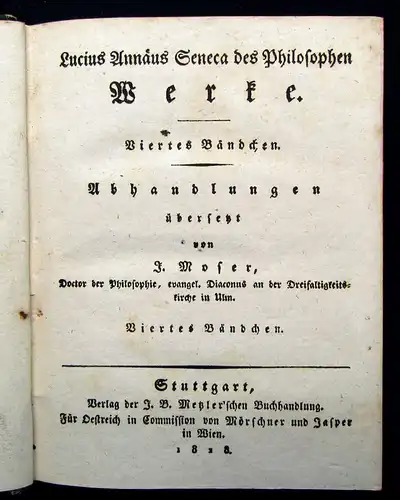 Seneca Werke 4. Bändchen 1828 Römische Prosaiker Literatur Belletristik mb