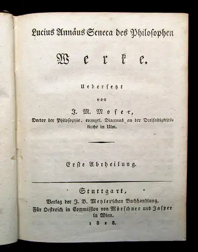 Seneca Werke 4. Bändchen 1828 Römische Prosaiker Literatur Belletristik mb