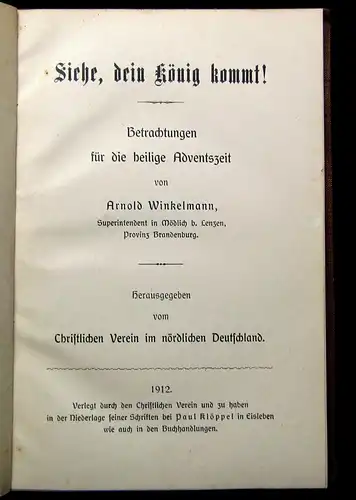 Winkelmann Siehe dein König kommt 1912 Belletristik Literatur Lyrik mb