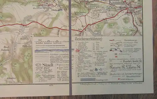 Meinholds Karte der Sächsischen Schweiz Maßstab 1:50 000 Grosse Ausgabe 1920 js