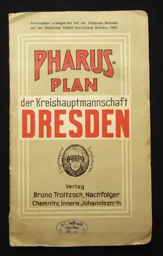 Pharus Plan der Kreishauptmannschaft Dresden 1: 125 000 um 1900 Führer js