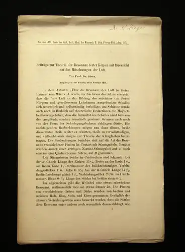 Stern Beiträge zur Theorie der Resonanz fester Körper 1871 Geschichte mb