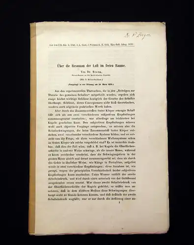 Stern Über die Resonanz der Luft im freien Raume 1870 Wissen  mb