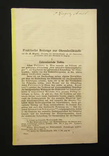 Hagen Praktische Beiträge zur Ohrenheilkunde 1866 Wissen Medizin mb