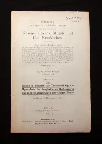 Bresgen Sammlung Abhandlungen Nasen-, Ohren-, Mund- und Hals-Krankheiten 1895