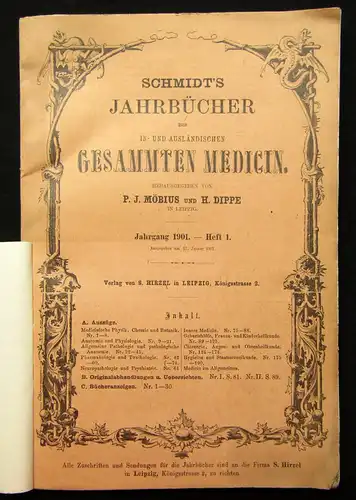 Möbius, Dippe Schmidts Jahrbücher der gesammten Medicin 1901 Geschichte mb