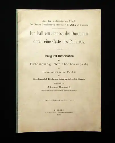 Riegel Ein Fall von Stenose des Duodenum durch eine Cyste des Pankreas 1890 mb