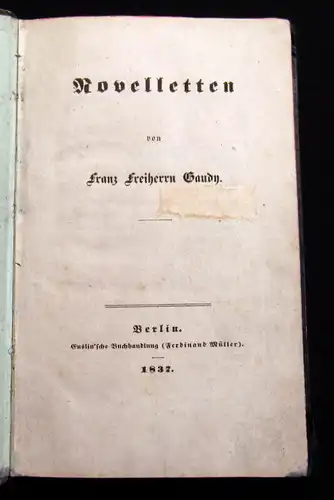 Gaudy, Franz 1837 Rovelletten Belletristik am