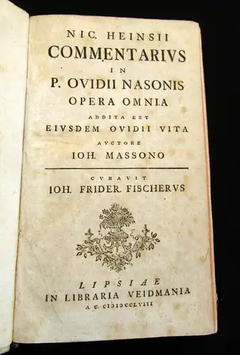 Heinsius; Masson 1758 Nic. Heinsii Comentarius in P. Ovidii Nasonis Opera ... am