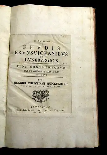 Senckenberg 1738 Disquisitio de Feudis Brunsuicensibus et Luneburgicis ... am