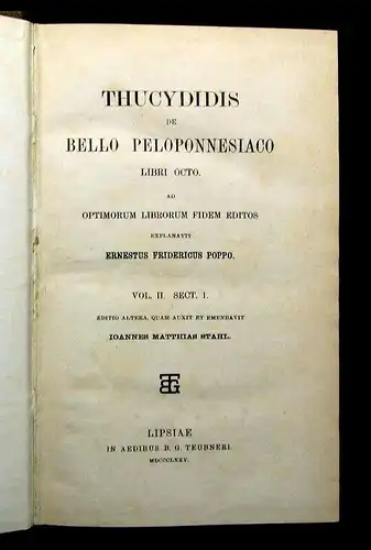 Stahl Thucydidis De Bello Peloponnesiaco Libri Octo Vol.II.Sect.1+2 1875 js