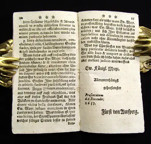 Fürst von Auersperg 1657 Project, An Ihre königliche Majestät zu Hungarn und..am