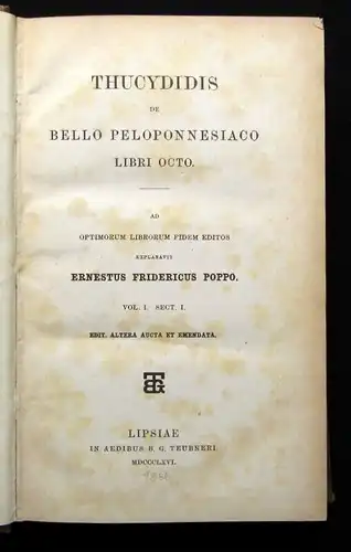 Stahl Thucydidis De Bello Peloponnesiaco Libri Octo Vol.I.Sect.1+2 1866 js