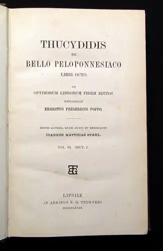 Stahl Thucydidis De Bello Peloponnesiaco Libri Octo Vol.III.Sect.1+2 1879 js