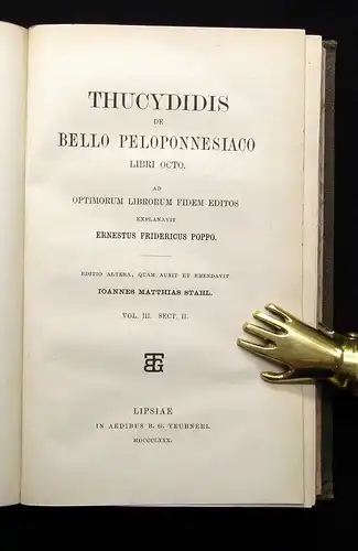 Stahl Thucydidis De Bello Peloponnesiaco Libri Octo Vol.III.Sect.1+2 1879 js