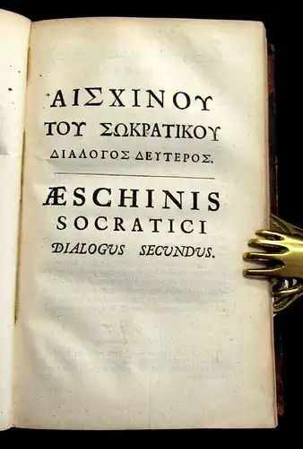 Sphettos 1711 Aeschinis Socratici Dialogi tres Graece et Latine, Ad ... am