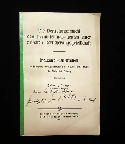 Krüger Die Vertretungsmacht des Vermittelungsagenten 1915 Gesellschaft mb