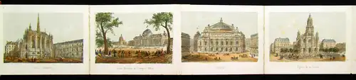 Leporello Souvenier de Paris mit 24 kolorierten Lithografien um 1860 Landeskunde