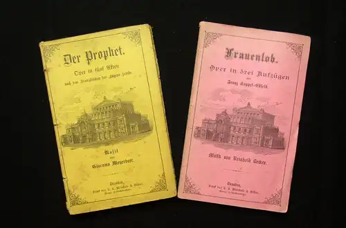 2 Hefte Der Prophet-Oper in 5 Akten, Frauenlob- Oper in 3 Aufzügen um 1850 mb