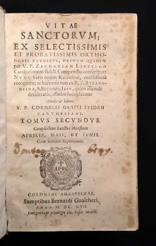 Lippeloo Zacharias Vitae Sanctorum Ex Selectissimis 1603-1603 Bd. 2-4  js