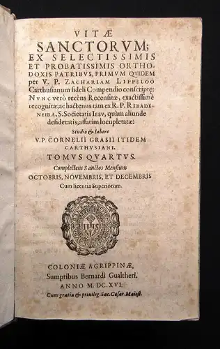 Lippeloo Zacharias Vitae Sanctorum Ex Selectissimis 1603-1603 Bd. 2-4  js