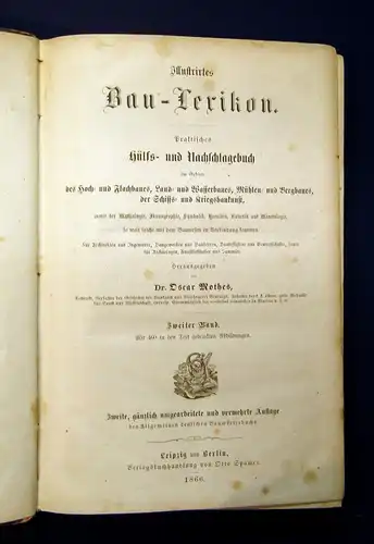 Mothes Illustriertes Bau-Lexikon 2.Band apart Hülfs-und Nachschlagebuch 1866 js