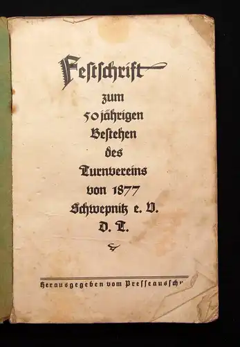 Festschrift zum 50 jähr. Bestehen des Turnverein Schwepnitz e. V. 1877-1927 js