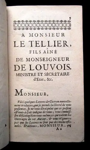 Epitres Choisies de Ciceron Latine et Francoises Divisees en Quatre Livres 1751