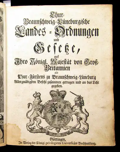 Calenberg 1739 Chur-Braunschweig-Lüneburgische Landes-Ordnungen und Gesetze. am