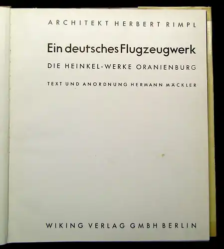 Rimpl Ein deutsches Flugzeugwerk um 1938 Selten Bauhaus Technik Geschichte mb