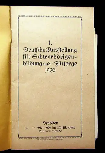 1. Deutsche Ausstellung für Schwerhörigenbildung u -Fürsorge 1920 Altes Handwerk