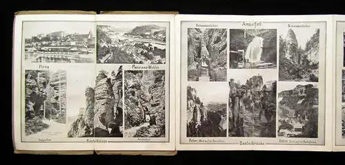 Leporello Album der Sächs.-Böhm. Schweiz mit 36 Ansichten um 1920 Landskunde mb