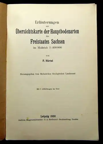 Härtel Erläuterungen Übersichtskarte der Hauptbodenarten d Freist. Sachsen 1930