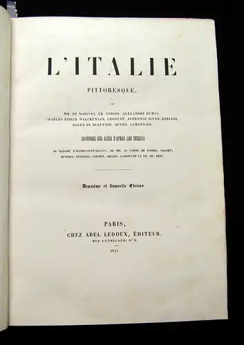 L'Italie Pittoresque 1845 Belletristik Stahlstiche Italien am