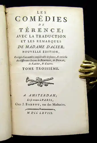 Madame Dacier 1768 Les Comédies de Térence - 3 vol. am