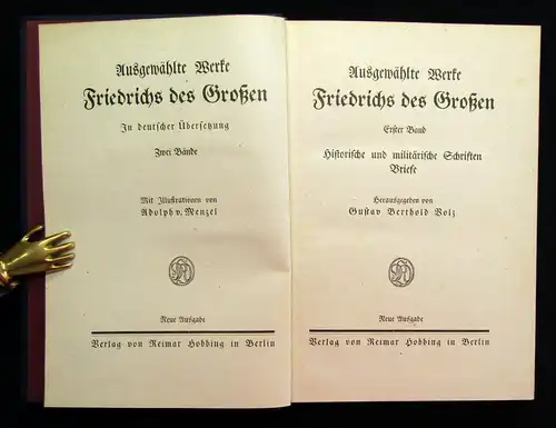 Bolz Ausgewählte Werke Friedrich des Großen 2 Bde. 1920 Belletristik Militaria j