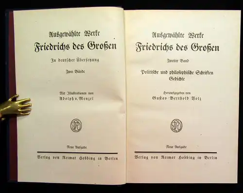 Bolz Ausgewählte Werke Friedrich des Großen 2 Bde. 1920 Belletristik Militaria j