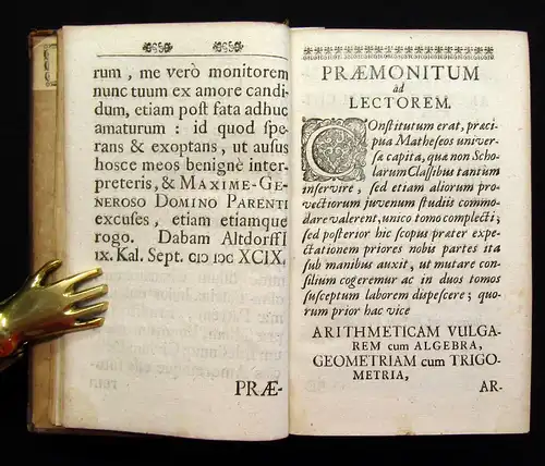 Sturm, Johann Christoph Mathesis Juvenilis Tomus Prior 1699 1 Bd. apart von 2 j