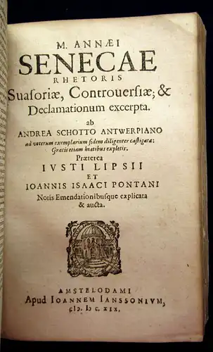 Annaei Senecae M. F. Philosophi Operum Pars Altera 2 Bde. in 1 Philosophie 1619