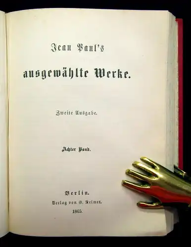Jean Paul´s ausgewählte Werke 16 Bde. in 8 komplett 1865 Gesamtausgabe Literatur