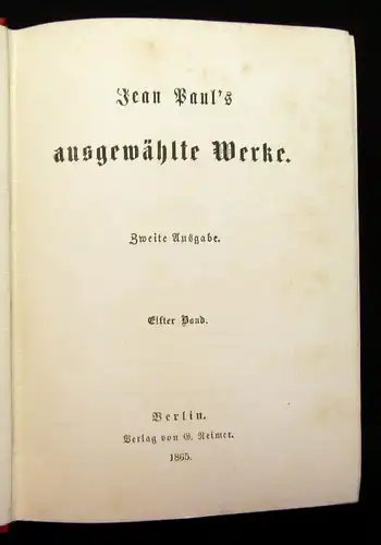Jean Paul´s ausgewählte Werke 16 Bde. in 8 komplett 1865 Gesamtausgabe Literatur