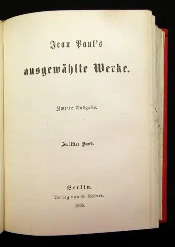 Jean Paul´s ausgewählte Werke 16 Bde. in 8 komplett 1865 Gesamtausgabe Literatur