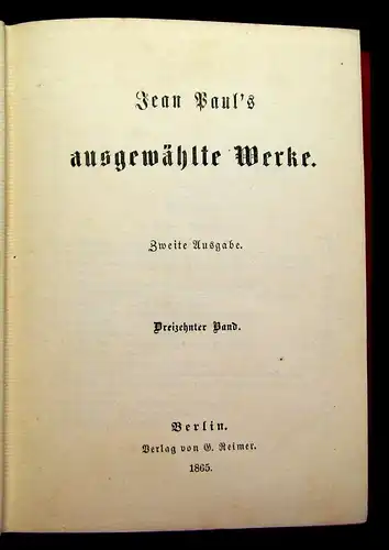 Jean Paul´s ausgewählte Werke 16 Bde. in 8 komplett 1865 Gesamtausgabe Literatur