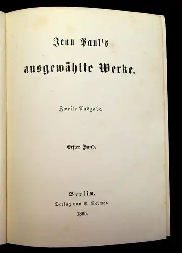 Jean Paul´s ausgewählte Werke 16 Bde. in 8 komplett 1865 Gesamtausgabe Literatur