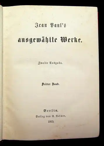 Jean Paul´s ausgewählte Werke 16 Bde. in 8 komplett 1865 Gesamtausgabe Literatur