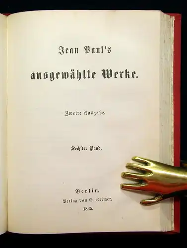 Jean Paul´s ausgewählte Werke 16 Bde. in 8 komplett 1865 Gesamtausgabe Literatur