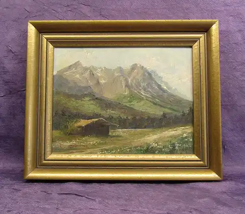Gemälde Öl auf Malpappe um 1930 unbekannter Künstler Rahmen 25x30cm 22,5x 17cm j