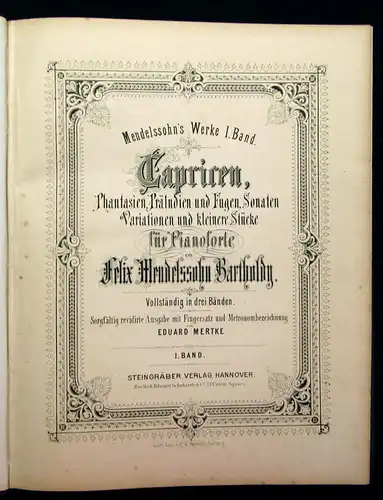 Mertke Mendelssohn 5 Bde. in 2 um 1880 Lieder ohne Worte und Kinderstücke js